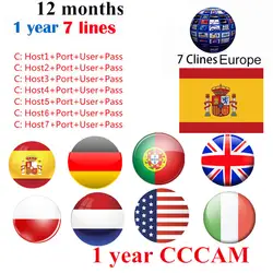 Европа HD 1 год CCCam испанско-португальский Германия Польша для спутникового ТВ-приемника 6 линий для DVB-S2 gtmedia v7s freesat V8 супер