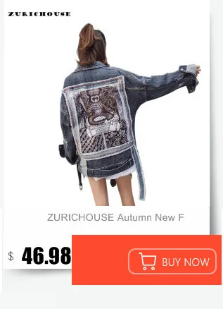 ZURICHOUSE Punk Denim Jacket Women Personality Hollow Out Metal Ring Bandage Oversized Ladies Jeans Jackets Coas