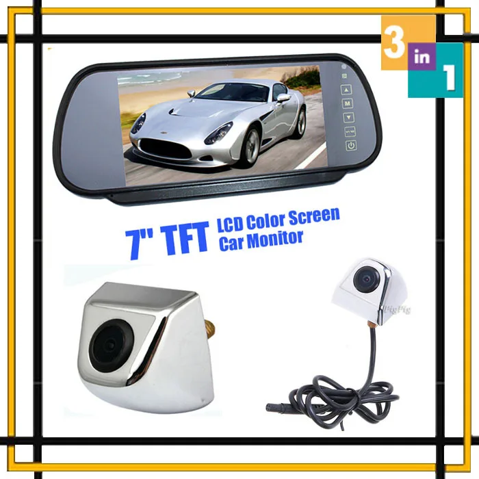 

Parking System 7 Lcd Car Monitor Mirror Parking DVD Vehicle Display+ CCD front Camera+ Rear view Camera Parking Backup Camera