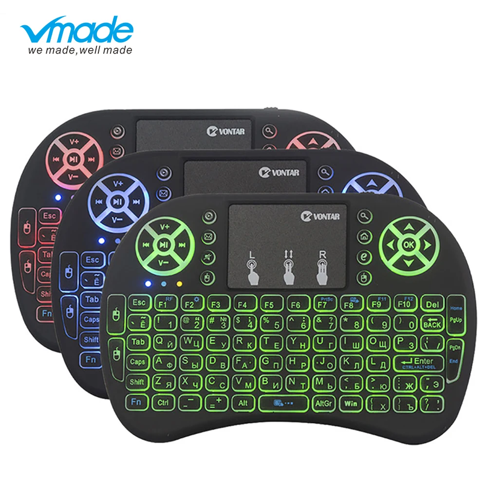 

Vmade i8 3 color Backlit Keyboard English Russian Spainish Air Mouse 2.4GHZ Mini Wireless Keyboard For Android Smart IPTV Box