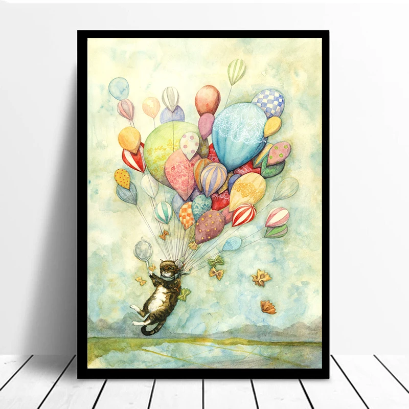 

Magic Balloons Watercolor Wall Art Canvas Poster And Print Canvas Painting Decorative Picture For Bedroom Home Decor Framework