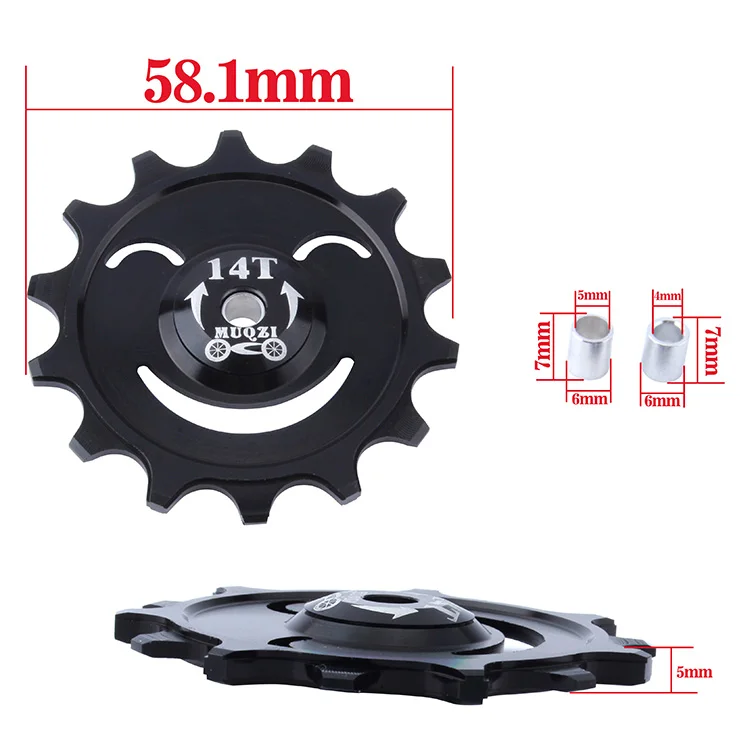 MUQZI горный велосипед 12/14T положительный и отрицательный зубы Алюминий сплав Циферблат позже направляющее колесо Пэйлин подшипник направляющее колесо
