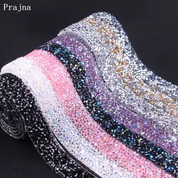 

Prajna 1 Yard Hot Fix Rhinestone Applique Strass Crystal Ribbon With Rhinestones For Clothing Iron On Applique For Dresses Decor