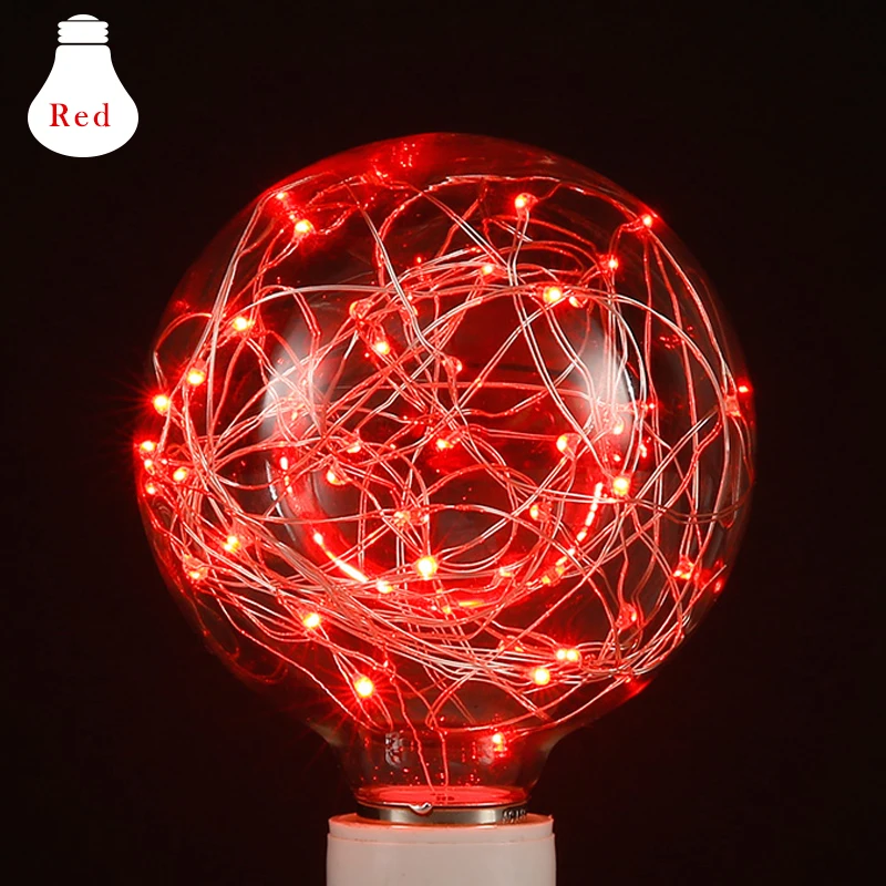 Винтажная сказочная Светодиодная лампа E27 G95 RGB светодиодная 110 В 220 накаливания