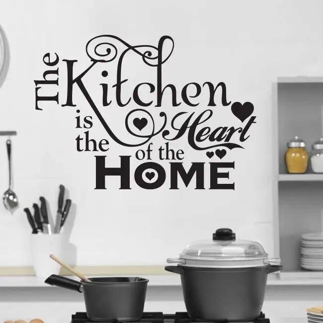 JJRUI Kitchen Heart Home Quote Wall Stickers Art Dining Room Removable Decals DIY Wall Sticker Home Decoration