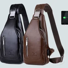Мужская Повседневная деловая сумка через плечо, мужская сумка через плечо из искусственной кожи, сумка через плечо для IPAD, мужские нагрудные сумки с зарядкой через usb