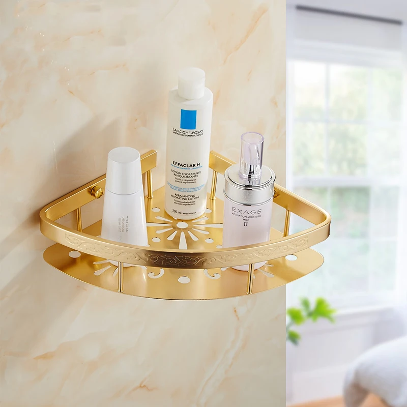 1/2 Layer Bathroom Shelves Rack Triangle Corner Shelf Gold Plated