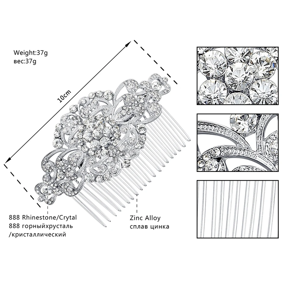 Minlover милый цветок горный хрусталь Свадебные расчески для волос серебряный цвет кристалл свадебные аксессуары для волос принцессы украшения для головы FS069