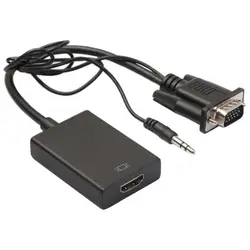 VGA к HDMI адаптер с 3,5 мм аудио поддержка 1080 P и USB видеокабель питания конвертер для ноутбука настольное телевидение с высоким разрешением, HD