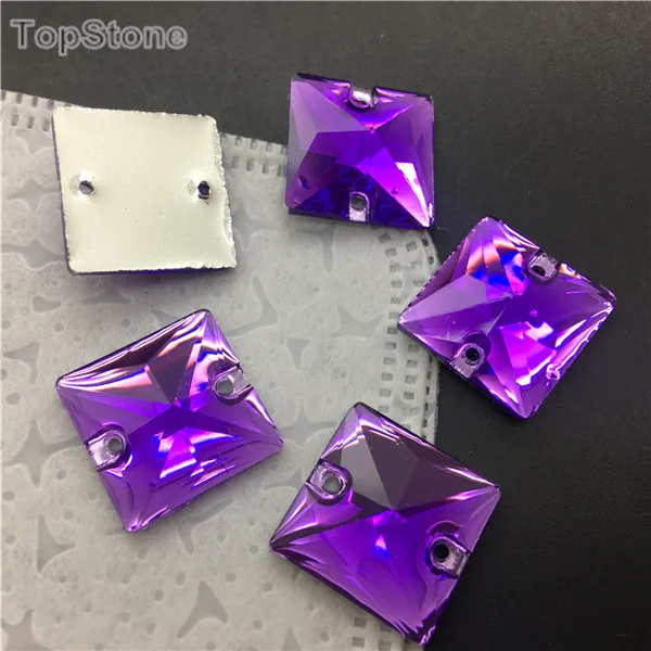 10 Square 100pcs TopStone Аметист смешанные размеры формы смолы пришить плоская подставка из горного хрусталя Танзанит акриловые камни стразы и камни для платья - Цвет: 10 Square 100pcs