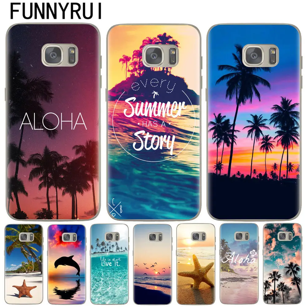 

Summer Beach Hawaii Aloha Sea Ocean Soft Silicone Phone Case for Samsung Galaxy S6 S7 Edge S8 S9 Plus A6 A8 Plus 2018 A520 Coque