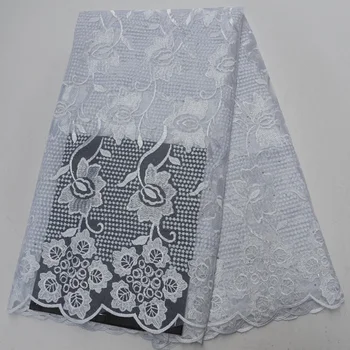 

Free shipping 5yards/lot good quality African French net lace fabric white tulle lace fabric with beautiful embroidery PL34