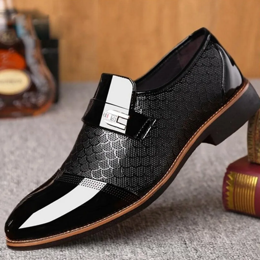 Leather Oxford Business Men Shoes Pointed Toe Slip-on Formal Shoes Men Shoes Pointed Toe Men Dress Shoes For Wedding Size 39-47