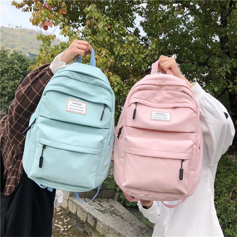 Однотонный розовый брендовый рюкзак высокого качества, унисекс, сумка для отдыха или путешествий, большая вместительность, свежая школьная сумка для девочек-подростков на ночь