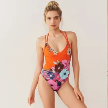 Монокини купальный костюм для женщин цельный цветок Купальник для медового месяца сексуальный открытая спина с высоким вырезом закрытый купальник женский