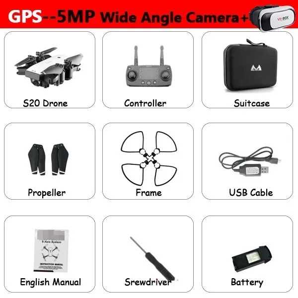 SMRC S20 Дрон 1080p Hd камера с двойным Gps Follow Me FPV RC Квадрокоптер складной селфи видео для ребенка подарок для начинающих - Цвет: 1080P GPS Bag VR