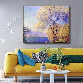 

Antibes morning by Monet Canvas Painting Calligraphy Poster Prints Living Room House Wall Art Painting Home Decoration Picture