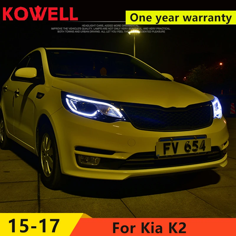 KOWELL автомобильный Стайлинг для Kia K2 фары- K2 Rio светодиодный фонарь светодиодный DRL Bi Xenon объектив дальнего света парковочная противотуманная фара