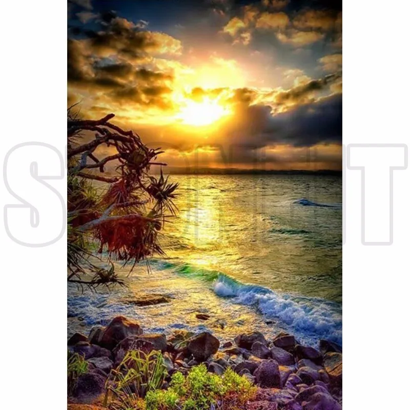 

5D DIY Diamond Embroidery Sunset Diamond Painting Cross Stitch Landscape Full Square Drill Rhinestones Home Decor Gift Mosaic