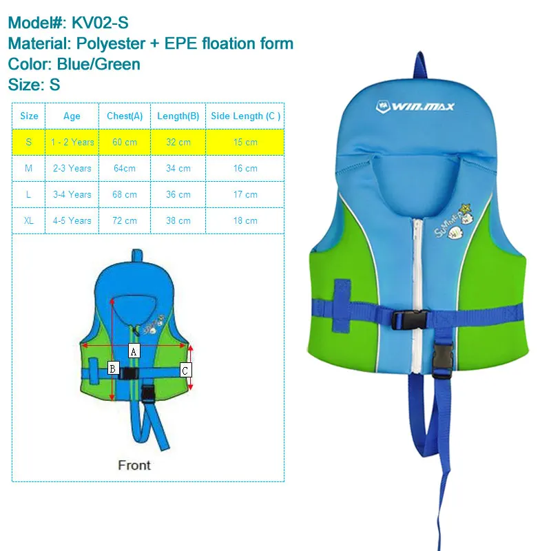 Купальный жилет для детей, начинающих плавать, базовая Спасательная куртка для малышей, детей, неопреновый напечатанный купальник, Flotation w/ремень безопасности - Цвет: KV02S