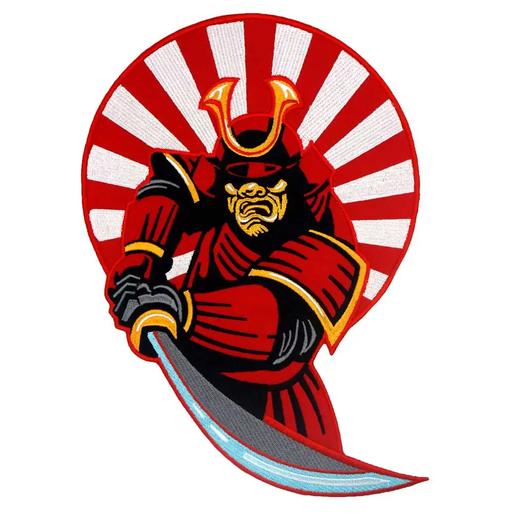 

Japanese warrior backing Patch Embroidered Applique Sewing Label punk biker Patches Clothes Stickers Apparel Accessories Badge