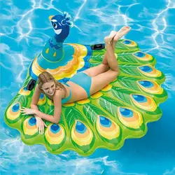 193 см гигантские надувные зеленый павлин бассейна взрослых ездить на одежда заплыва матрас Boia Piscina пляжное кресло Лето воды игрушечные