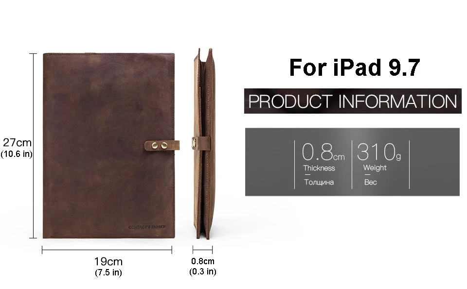 Luxury Retro Cow Leather Case Cover For iPad 9.7 5 6 Air 1 2 Mini MacBook Pro 9.7 10.5 11 10.2" Tablet Sleeve Pouch Notebook Bag