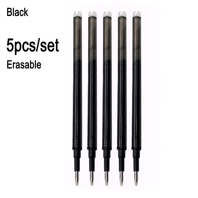 5x Black Refill Rods 0,5 мм Волшебная стираемая ручка кнопка слайд пресс стержень со стираемыми чернилами гелевая ручка красный/синий/черный/зеленый чернила офисные канцелярские принадлежности для школьников, студентов - Цвет: 5x Black Refill Rods