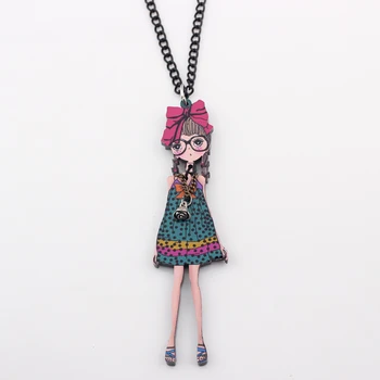 

Bonsny & pendant necklace thin girl collar colorful for girls lovely wholesale cute figure acrylic woman jewelry fairy wings