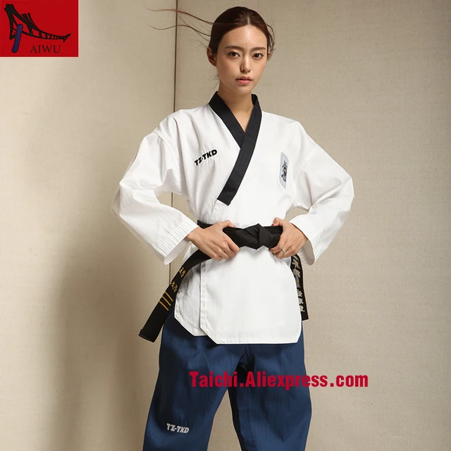 Martial Arts TKD Tae Kwon Do Korea V neck Adult Taekwondo Master Uniform for Poomsae & Training