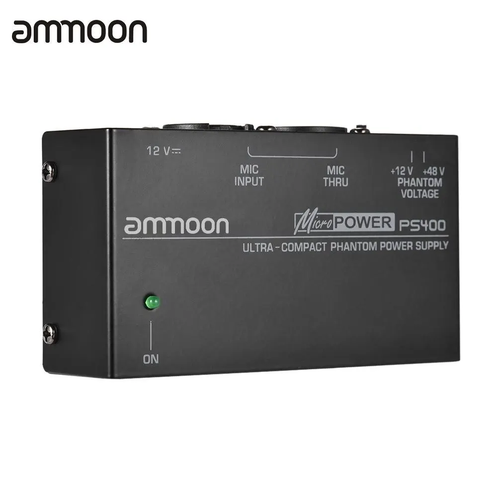 

ammoon Ultra-compact Condenser Microphone Phantom Power Supply +12V +48V Selectable with Power Adapter