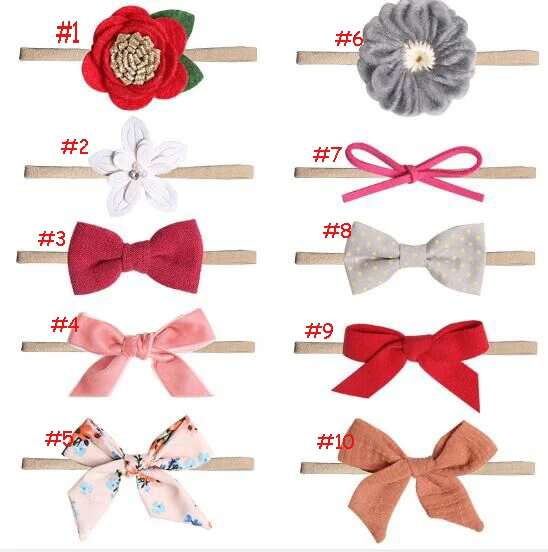 Mengna 60pc/lot Girls Print Hair Bows Headbands Newborn Baby Cotton