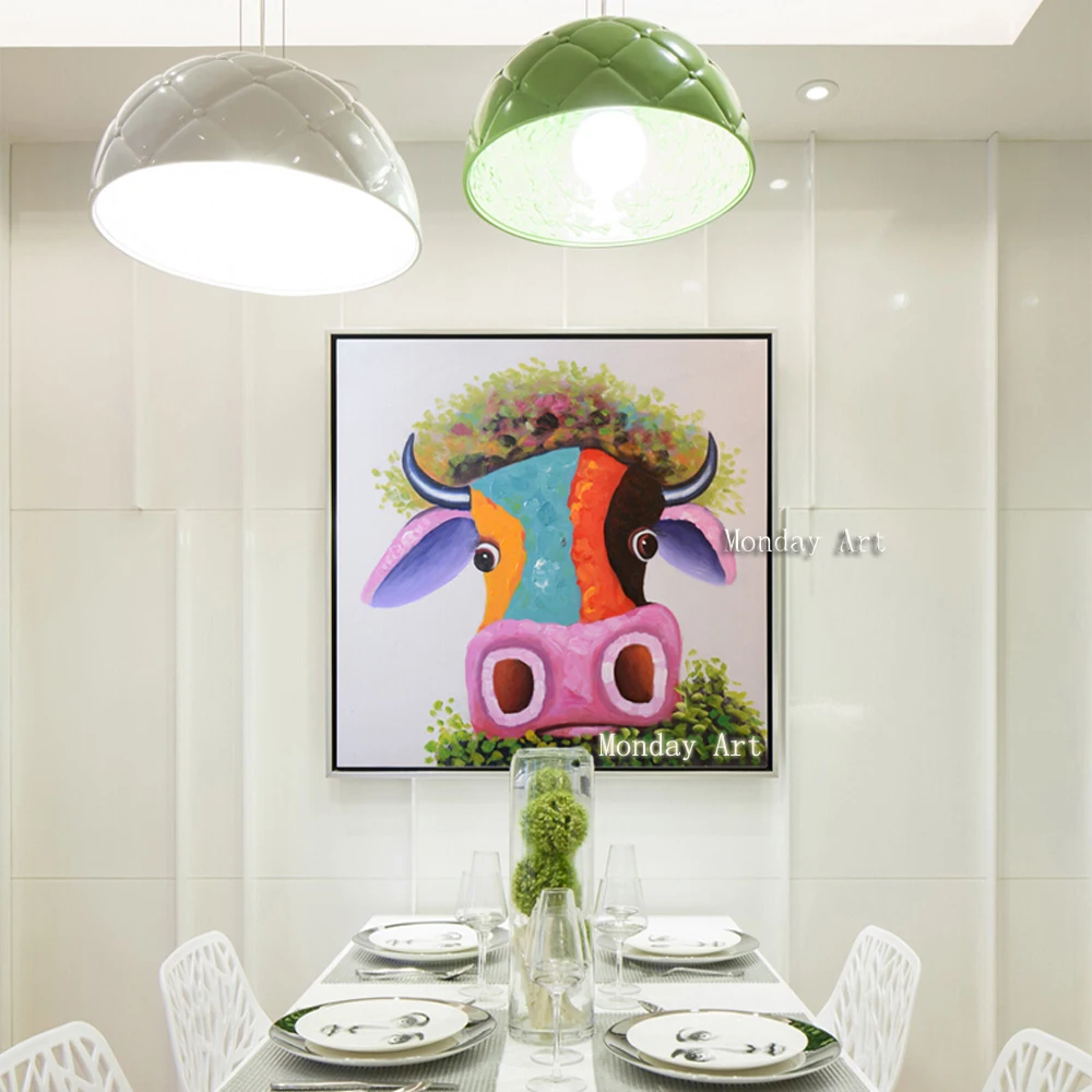 HH The-100-Hand-painted-abstract-Modern-colorful-head-of-cow-Painting-On-Canvas-Wall-Art-Wall (3)