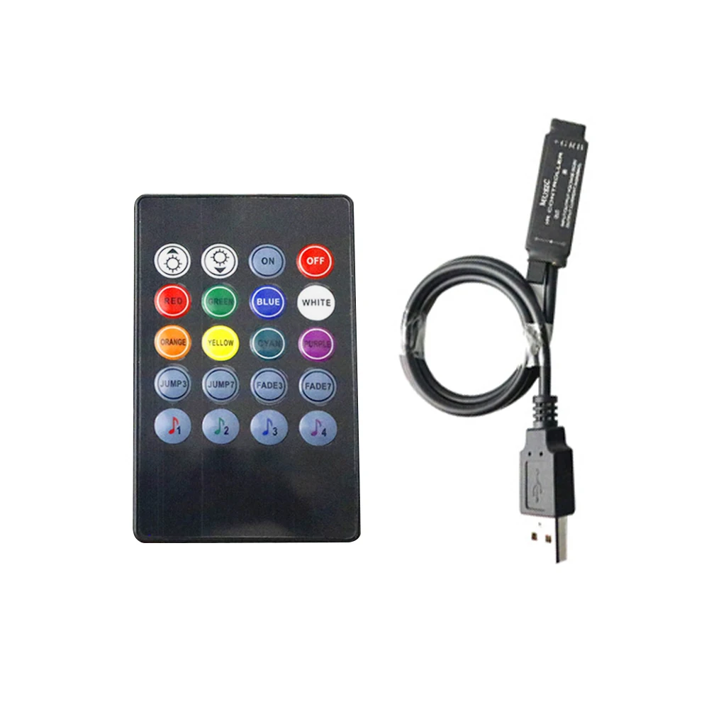 

USB RGB Controller DC5V Music Controller Mini 20Keys IR Remote Control 6A for DC5V 5050 3528 RGB Strip Light JQ