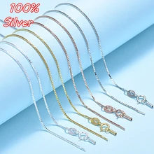 本物の925スターリングシルバーネックレスファッション人気ボックスマン女性ネックレスペンダントdiyアクセサリージュエリー作成(China)