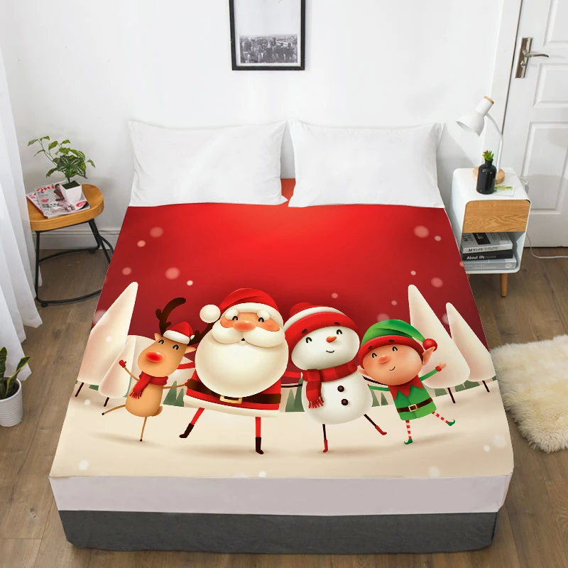 3D HD цифровая индивидуальная кровать лист с эластичным, мультфильм приспособленный лист дети, Рождество Санта Клаус пожарная машина автомобильный матрас крышка - Цвет: 03