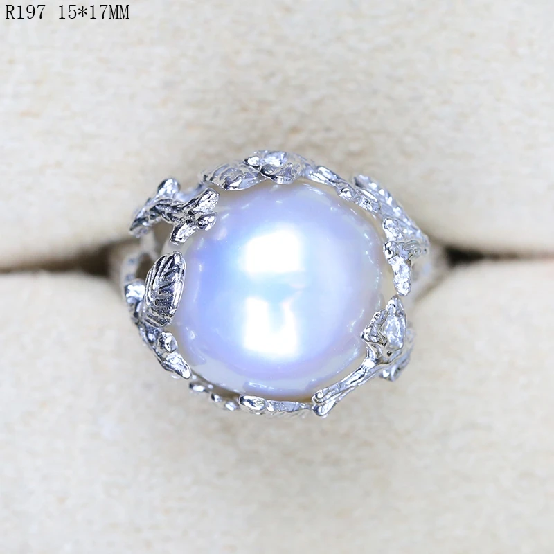 BaroqueOnly винтажные кольца ручной работы с большим жемчугом, регулируемые кольца из серебра 925 пробы с высоким блеском, натуральный пресноводный жемчуг, женские подарки