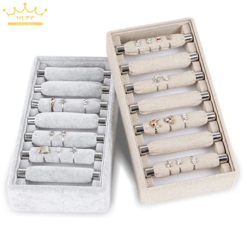Ring Display Storage Tray Jewelry Showing Tray Detachable Rings Holder Organizer Cases Linen