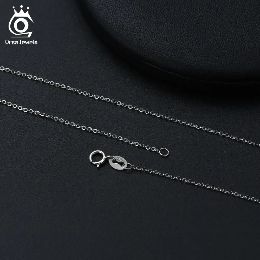 ORSA JEWELS Настоящее серебро 925 звено цепи ожерелье для женщин мужчин 45 см длинная простая цепочка модное серебристое вечерние ювелирные изделия Kolye OSC20