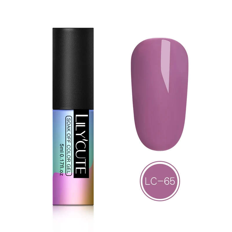 65 Lilycute 5 мл гели для ногтей Гель-лак Полу Постоянный красный серии гель Led UV лампа длительного действия био-Гели Soak Off Гель лак для ногтей Лаки, содержащий базовое, топовое покрытие - Цвет: 65