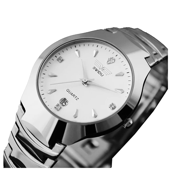 

SWIDU top luxury brand lovers watches quartz all steel strap date diamond simple casual men wristwatch clock clock femin