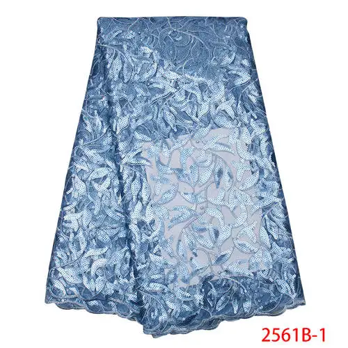 

Nigerian Lace Fabric 2019 high Quality Sequins Beads Lace Net Lace Fabric Embroidered For Wedding Dresses XZ2561B-1