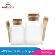 Sedorate 30 шт./лот косметические контейнеры 100g 200g ABS пемза для мытья соль маска для лица баночки с пробкой фиксаторы уход за кожей лица маска деревянная ложка JX027