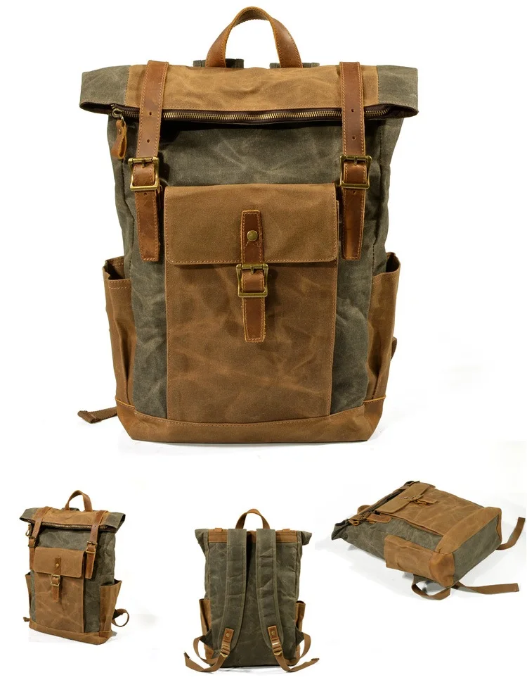 COLOR DISPLAY DARK GREEN  of Woosir Canvas Backpack Casual Waterproof