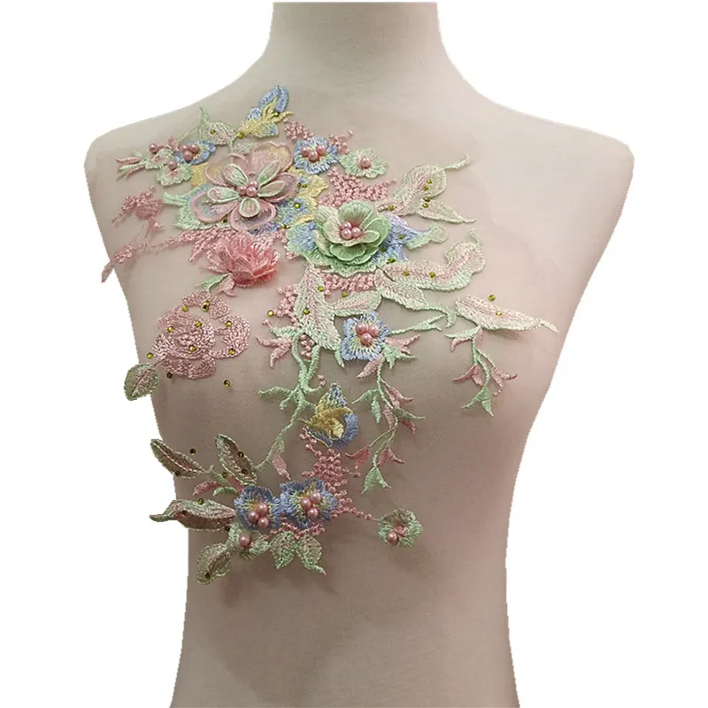 Embroidered Flower Patch Embroidery Beaded Applique Lace Patches For Clothing Wedding (14)