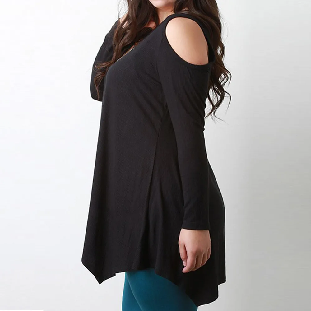 Плюс размер Одежда для беременных женщин женская футболка с длинным рукавом o-образным вырезом черная блузка с открытыми плечами блузка