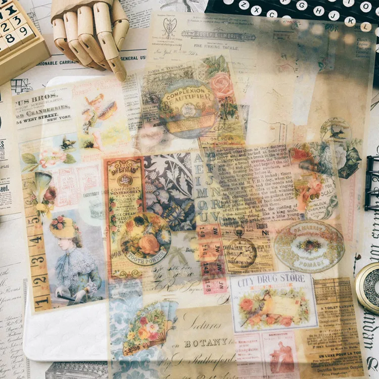 

24pcs/Pack Vintage Vellum Patterned Paper for Scrapbooking DIY Happy Planner Card Making Journal Project