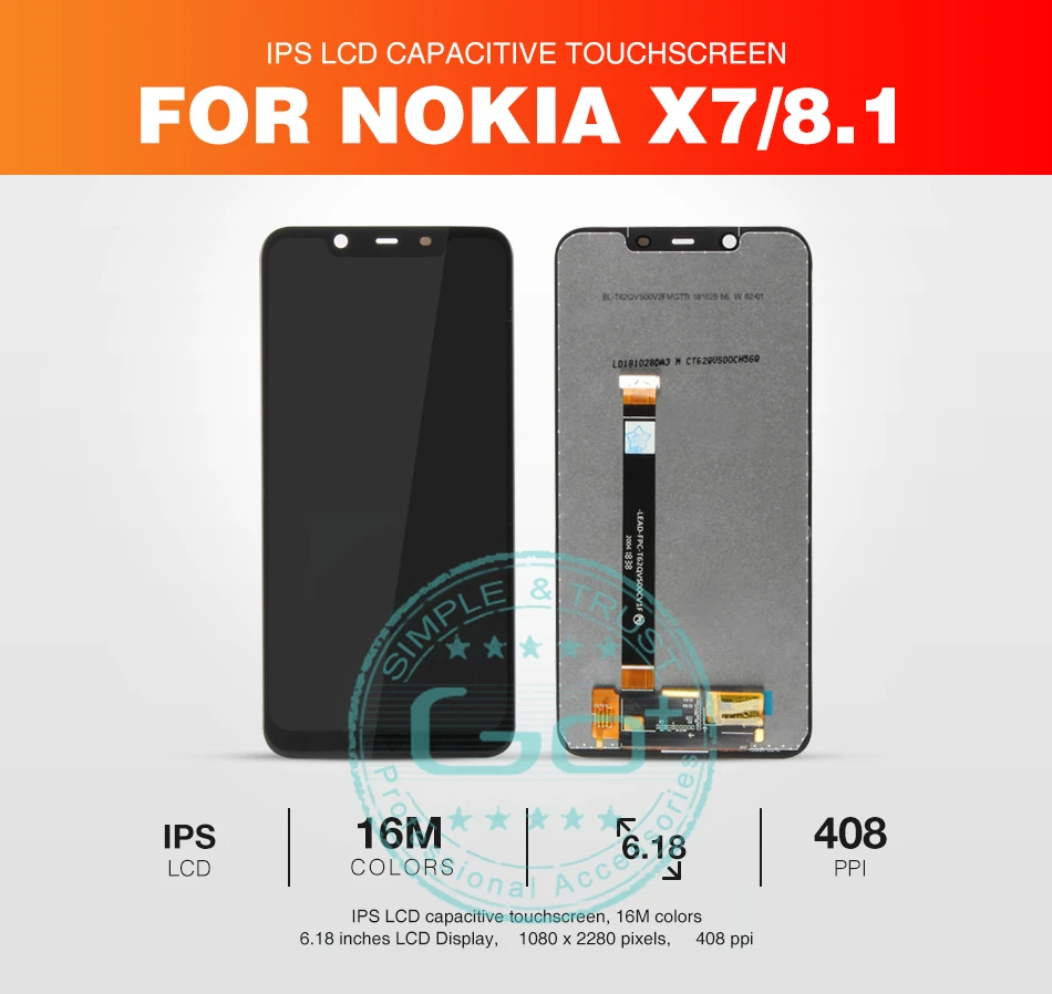 Для Nokia 8,1X7 ЖК-экран сенсорный дигитайзер сборка для Nokia X7 замена экрана 6,1" Ремонт запасных частей
