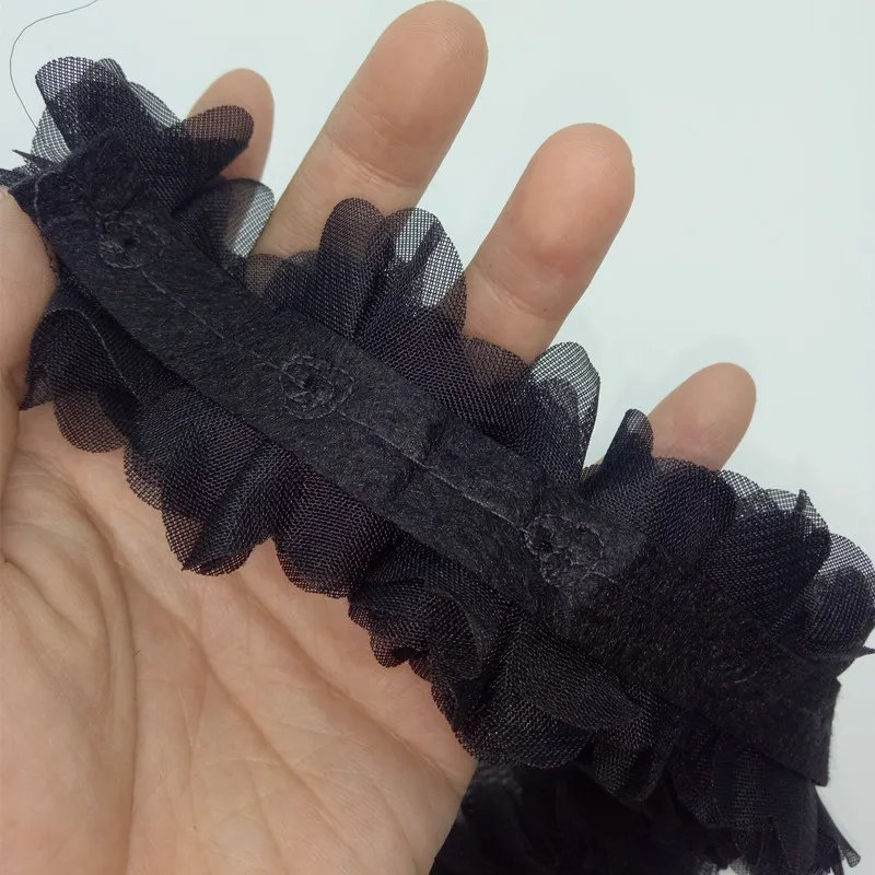 3D черный и розовый шифон Кружева цветок для DIY ремесло поставка материала
