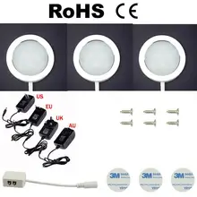 3/4/6/8 шт. 1 Вт DC12V круглый Алюминий подсветка для шкафов Кухня счетчик витрина огни Светодиодная лампа на потолок в коридор пятно лампы светодиодные лампы